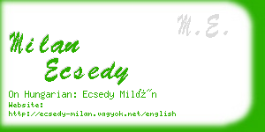 milan ecsedy business card